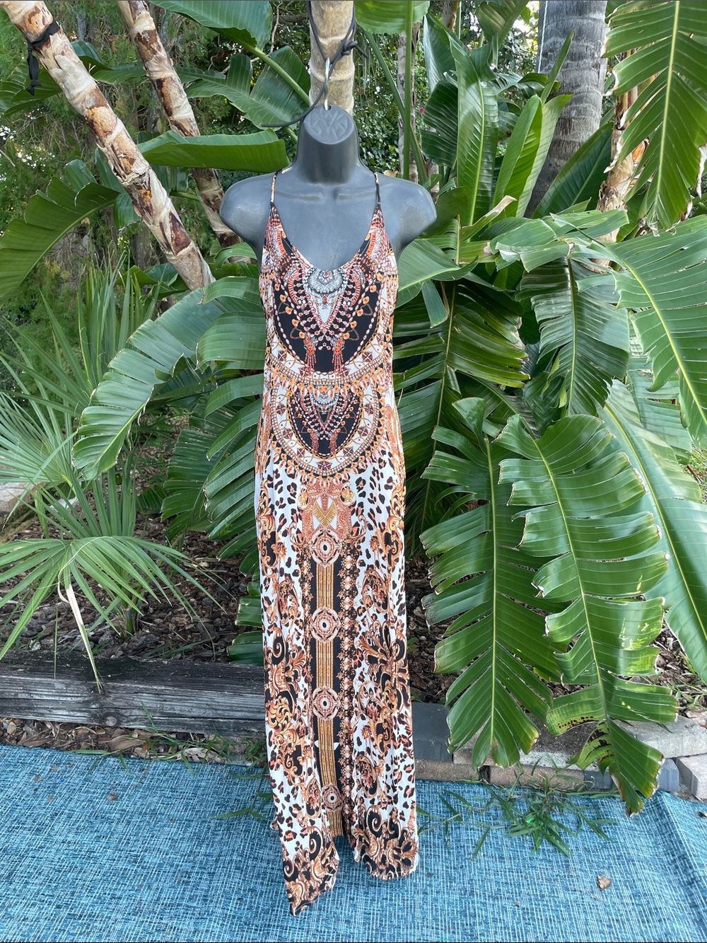 Leopard print or status print trapeze slip dress
